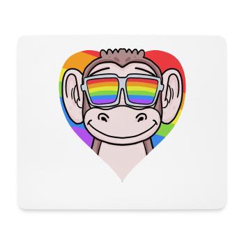 Cœur LGBT avec singe arc-en-ciel - Tapis de souris (format paysage) - blanc - Devant