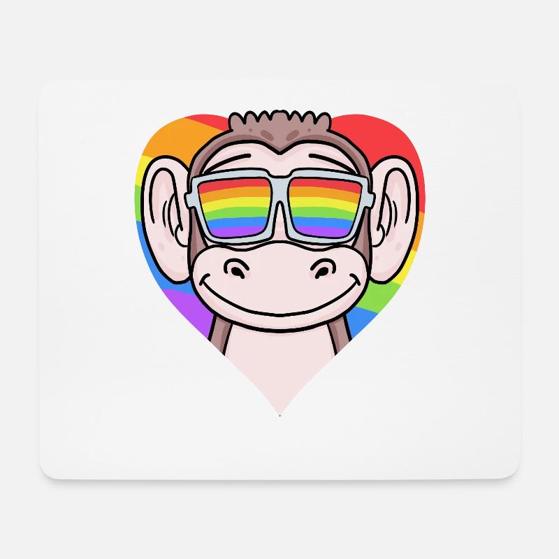 LGBT Herz mit Affe Regenbogen - Mousepad (Querformat) - Weiß