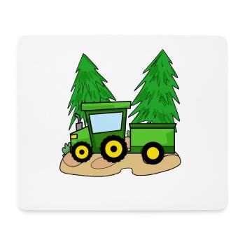 Traktor mit Anhänger - Mousepad (Querformat) - Weiß - Vorne