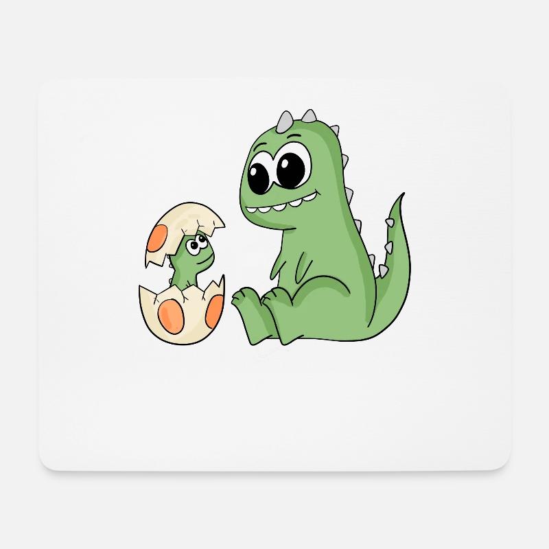 Dinosaurier mit Baby Dinosaurier - Mousepad (Querformat) - Weiß