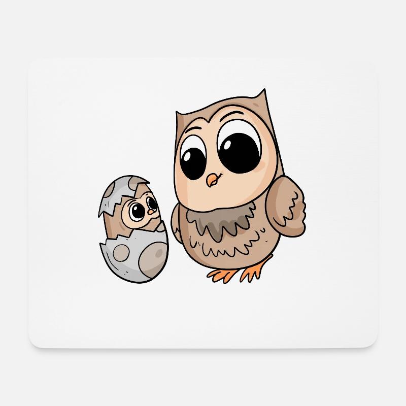 Eule mit Baby Eule - Mousepad (Querformat) - Weiß
