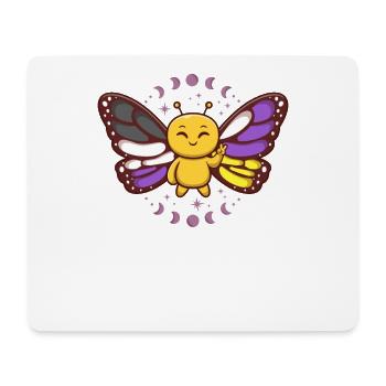 Genre Non-Binaire Monarque Papillon Fierté Subtile - Tapis de souris (format paysage) - blanc - Devant