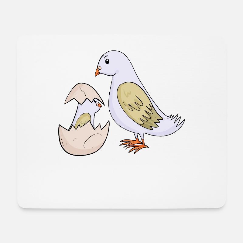 Taube mit Baby Taube - Mousepad (Querformat) - Weiß