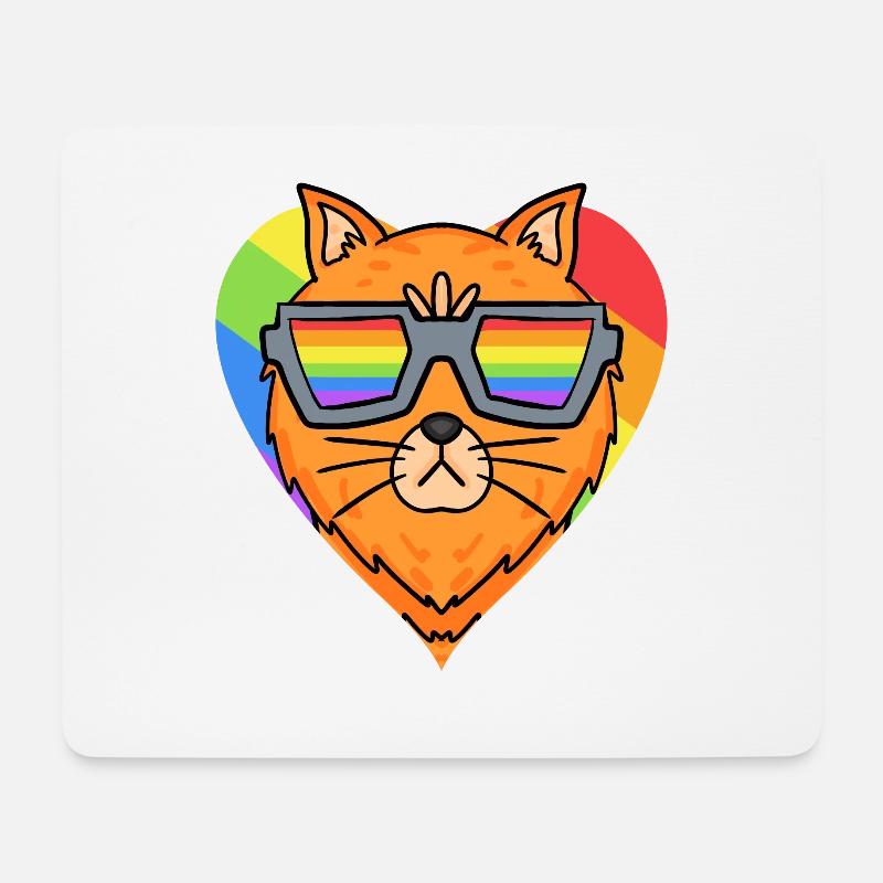 LGBT Katze Maine Coon Regenbogen - Mousepad (Querformat) - Weiß
