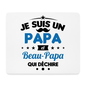 je suis un papa et beau-papa qui déchire - Tapis de souris (format paysage) - blanc - Devant