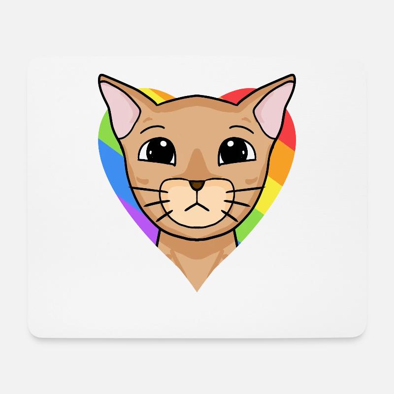 LGBT Katze Abessinierkatze Regenbogen - Mousepad (Querformat) - Weiß
