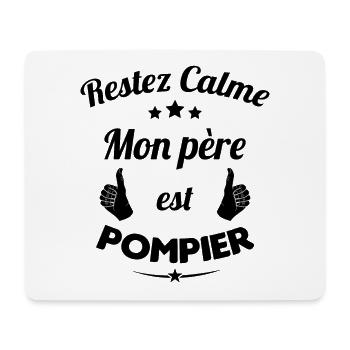 Restez calme Mon père est pompier Cadeau - Tapis de souris (format paysage) - blanc - Devant