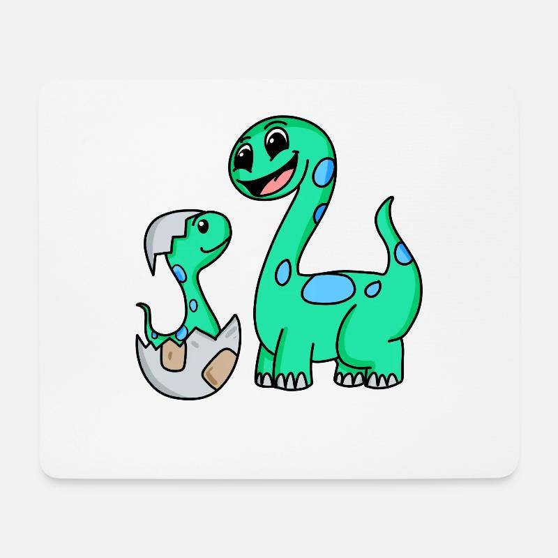 Dinosaurier mit Baby Dinosaurier - Mousepad (Querformat) - Weiß