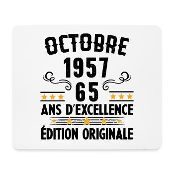 65 Ans Anniversaire Vintage Né(e) en Octobre 1957 - Tapis de souris (format paysage) - blanc - Devant