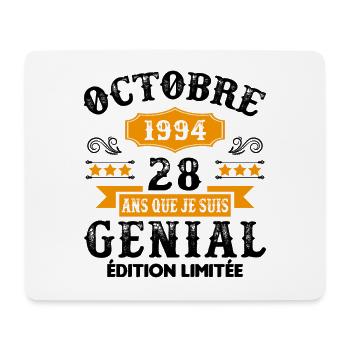 Cadeau Anniversaire Vintage 28 Ans Octobre 1994 - Tapis de souris (format paysage) - blanc - Devant