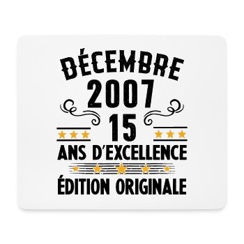 15 Ans Anniversaire Vintage Né(e) en Décembre 2007 - Tapis de souris (format paysage) - blanc - Devant