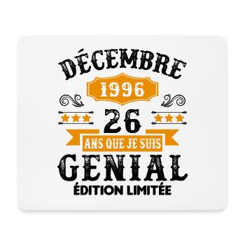 26 Ans Anniversaire Vintage Né(e) en Décembre 1996 - Tapis de souris (format paysage) - blanc - Devant