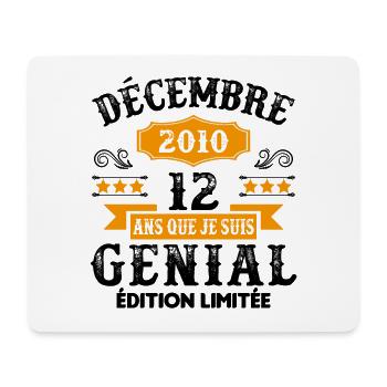 12 Ans Anniversaire Vintage Né(e) en Décembre 2010 - Tapis de souris (format paysage) - blanc - Devant