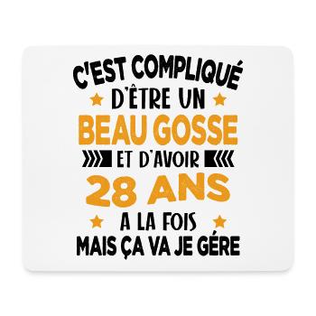 Beau gosse et d'avoir 28 ans Cadeau d'anniversaire - Tapis de souris (format paysage) - blanc - Devant