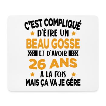 Beau Gosse et D'avoir 26 Ans Cadeau d'anniversaire - Tapis de souris (format paysage) - blanc - Devant