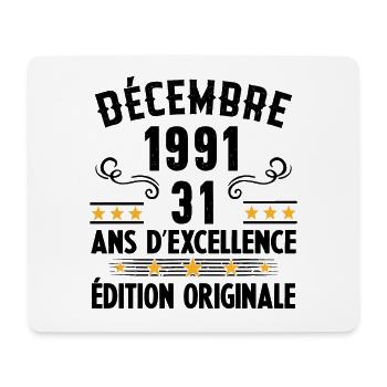 31 Ans Anniversaire Vintage Né(e) en Décembre 1991 - Tapis de souris (format paysage) - blanc - Devant