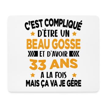 Beau Gosse et D'avoir 33 Ans Cadeau d'anniversaire - Tapis de souris (format paysage) - blanc - Devant