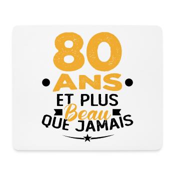 80 Ans et plus beau que jamais - Tapis de souris (format paysage) - blanc - Devant