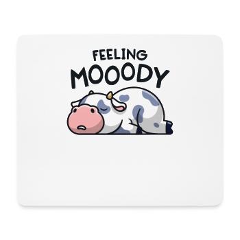 Sentiment Mooody Drôle Vache Moody Lazy Farm Girl - Tapis de souris (format paysage) - blanc - Devant