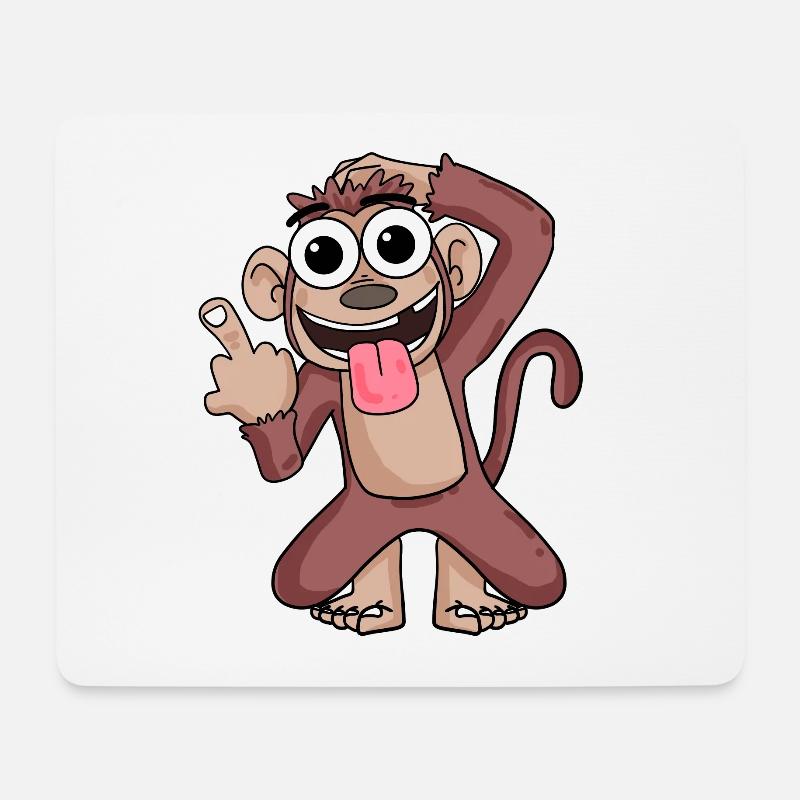Affe, der Mittelfinger zeigt - Mousepad (Querformat) - Weiß