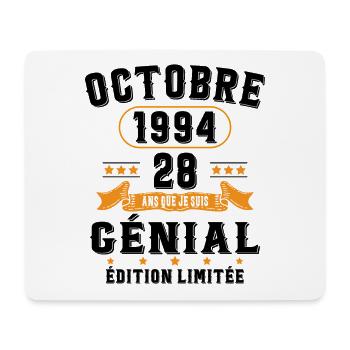 28 Ans Anniversaire Vintage Né(e) en Octobre 1994 - Tapis de souris (format paysage) - blanc - Devant