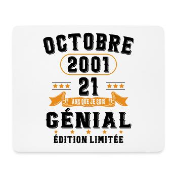 21 Ans Anniversaire Vintage Né(e) en Octobre 2001 - Tapis de souris (format paysage) - blanc - Devant
