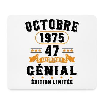 47 Ans Anniversaire Vintage Né(e) en Octobre 1975 - Tapis de souris (format paysage) - blanc - Devant