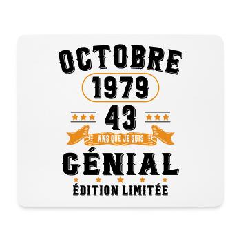 43 Ans Anniversaire Vintage Né(e) en Octobre 1979 - Tapis de souris (format paysage) - blanc - Devant