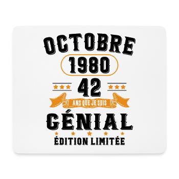 42 Ans Anniversaire Vintage Né(e) en Octobre 1980 - Tapis de souris (format paysage) - blanc - Devant