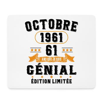 61 Ans Anniversaire Vintage Né(e) en Octobre 1961 - Tapis de souris (format paysage) - blanc - Devant