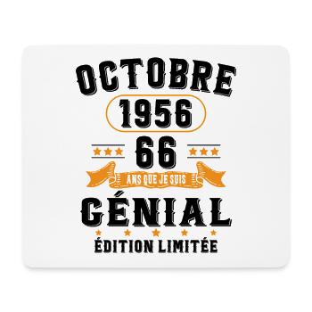 66 Ans Anniversaire Vintage Né(e) en Octobre 1956 - Tapis de souris (format paysage) - blanc - Devant