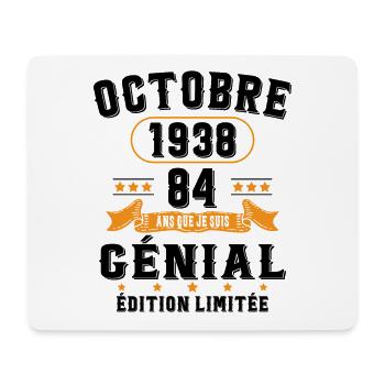 84 Ans Anniversaire Vintage Né(e) en Octobre 1938 - Tapis de souris (format paysage) - blanc - Devant