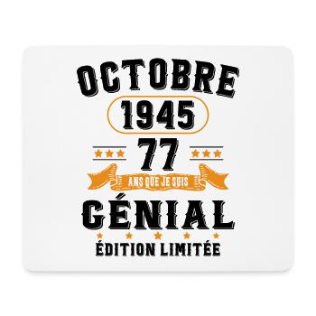77 Ans Anniversaire Vintage Né(e) en Octobre 1945 - Tapis de souris (format paysage) - blanc - Devant