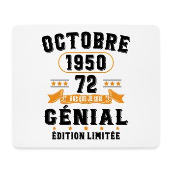 72 Ans Anniversaire Vintage Né(e) en Octobre 1950 - Tapis de souris (format paysage) - blanc - Devant