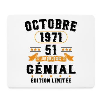 51 Ans Anniversaire Vintage Né(e) en Octobre 1971 - Tapis de souris (format paysage) - blanc - Devant