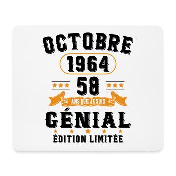 58 Ans Anniversaire Vintage Né(e) en Octobre 1964 - Tapis de souris (format paysage) - blanc - Devant
