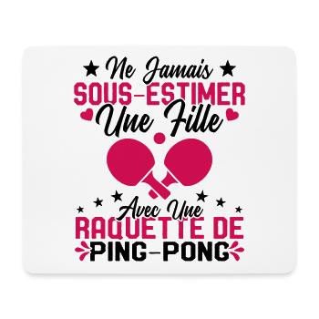Une fille et joueur de ping pong Cadeau Humour - Tapis de souris (format paysage) - blanc - Devant