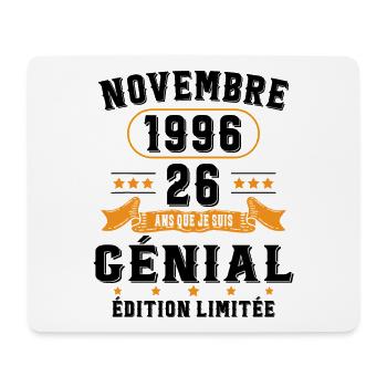 26 Ans Anniversaire Vintage Né(e) en Novembre 1996 - Tapis de souris (format paysage) - blanc - Devant