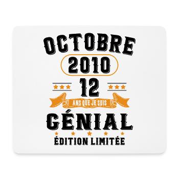 12 Ans Anniversaire Vintage Né(e) en Octobre 2010 - Tapis de souris (format paysage) - blanc - Devant