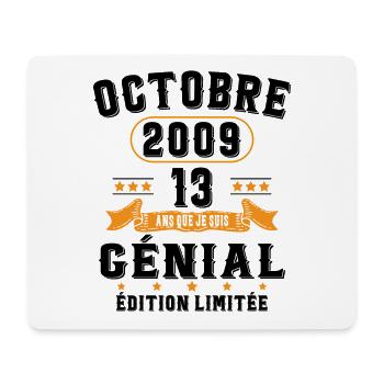 13 Ans Anniversaire Vintage En Octobre 2009 - Tapis de souris (format paysage) - blanc - Devant