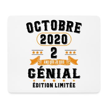 2 Ans Anniversaire Vintage En Octobre 2020 - Tapis de souris (format paysage) - blanc - Devant
