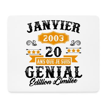 20 Ans Anniversaire Vintage Né(e) en Janvier 2003 - Tapis de souris (format paysage) - blanc - Devant