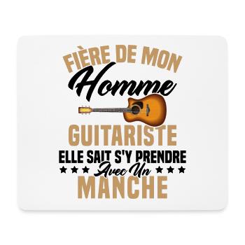 Fier de ma femme guitariste manche - Tapis de souris (format paysage) - blanc - Devant
