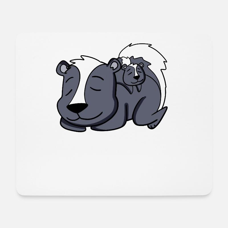 Stinktier mit Baby Stinktier - Familie - Mousepad (Querformat) - Weiß