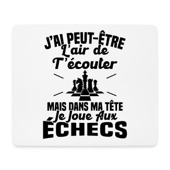 Dans matête je joue aux Échecs Cadeau Humour Échec - Tapis de souris (format paysage) - blanc - Devant