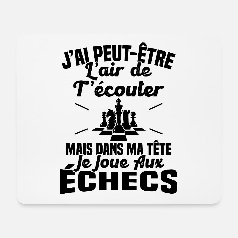 Dans matête je joue aux Échecs Cadeau Humour Échec - Tapis de souris (format paysage) - blanc