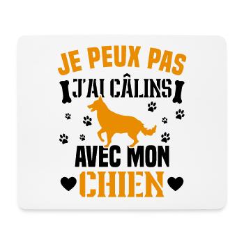 je peux pas j'ai câlins avec mon chien humour - Tapis de souris (format paysage) - blanc - Devant
