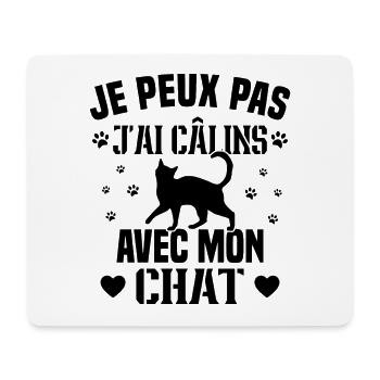 je peux pas j'ai câlins avec mon chat Cadeau - Tapis de souris (format paysage) - blanc - Devant
