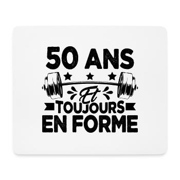 50 Ans et Toujours En Forme Gym Sport Muscu Cadeau - Tapis de souris (format paysage) - blanc - Devant