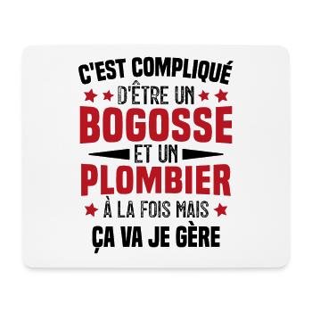 Bogosse et Plombier - Cadeau Humour Plombier - Tapis de souris (format paysage) - blanc - Devant